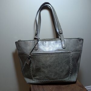 Tommy Bahama Genuine Leather Sage Purse Tote Bag  Braids Charm